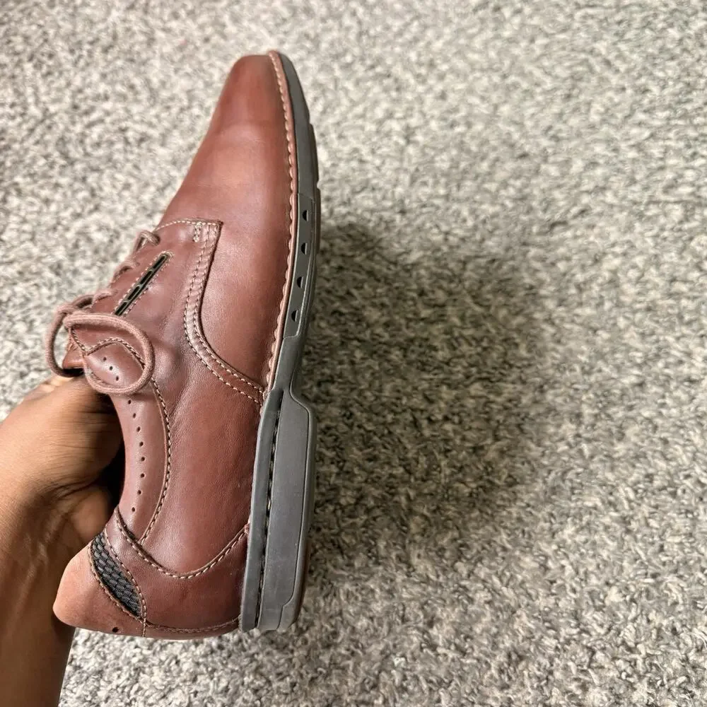 Clarks Un Corner Shoes Mens 10 M Brown Leather Lightweight Plain Toe Oxford Shoe